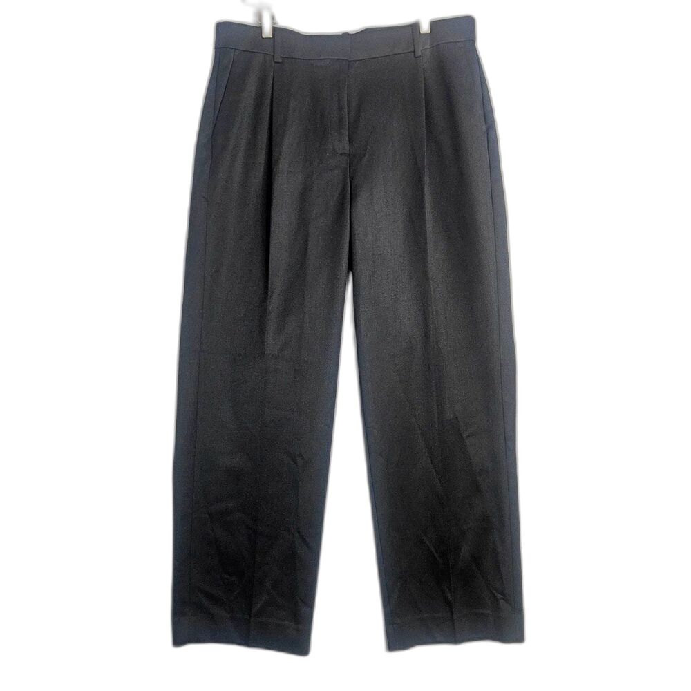 NEW J.Crew Essential Straight Wool Blnd Dress Pants Black Sz 14 Pleated Trousers